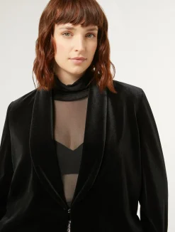 Outlet Marina Rinaldi Stretch chenille blazer BLACK
