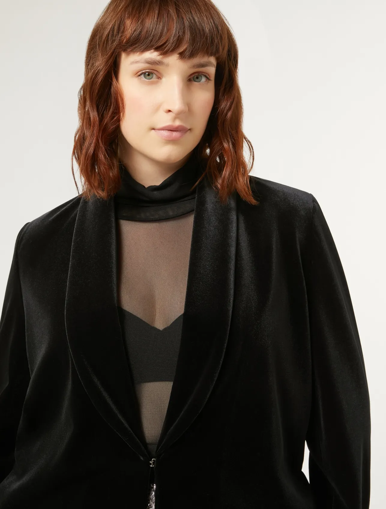 Outlet Marina Rinaldi Stretch chenille blazer BLACK