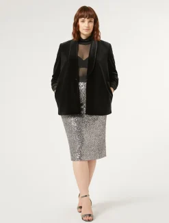 Outlet Marina Rinaldi Stretch chenille blazer BLACK