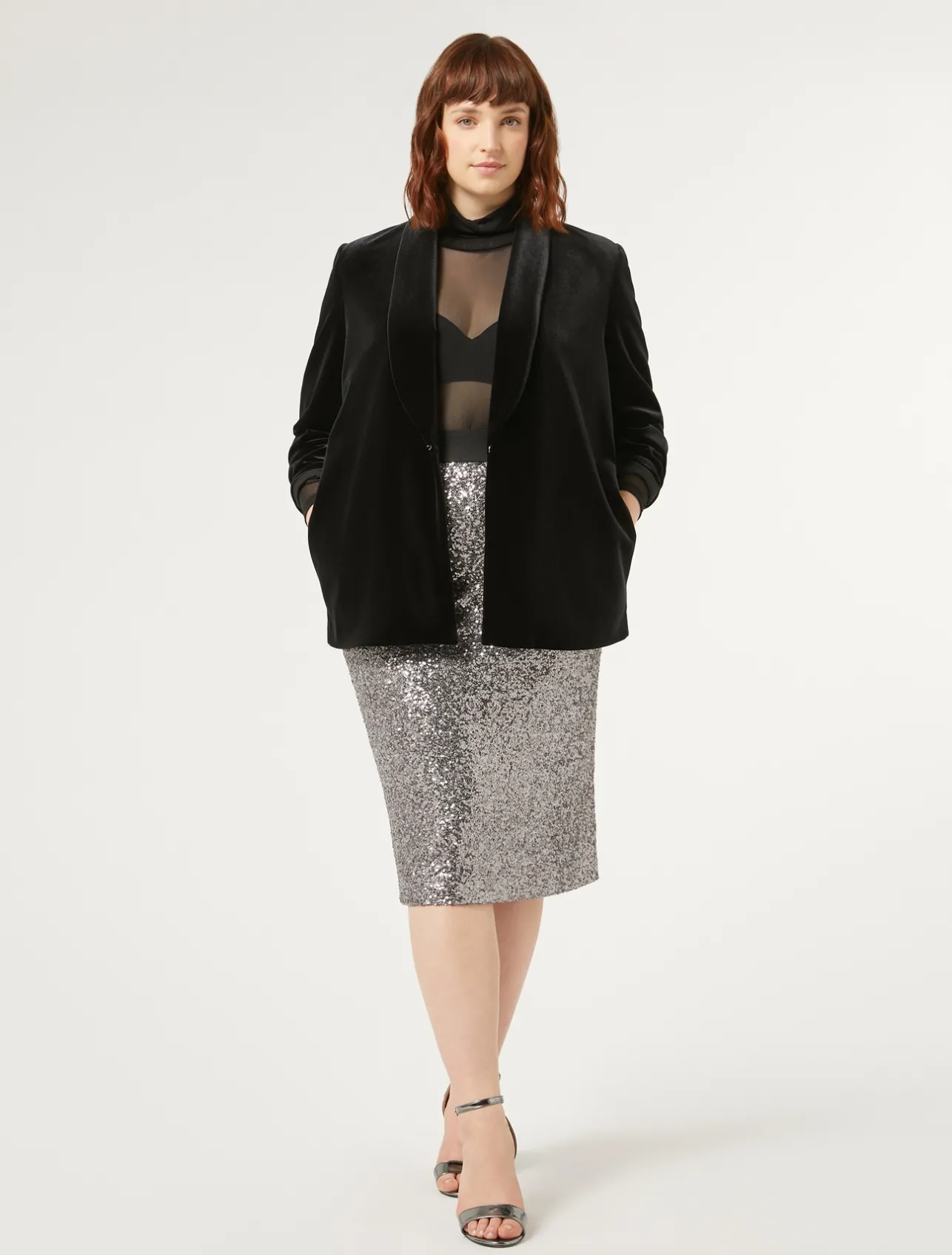 Outlet Marina Rinaldi Stretch chenille blazer BLACK