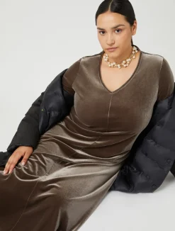 Outlet Marina Rinaldi Stretch chenille dress STONE