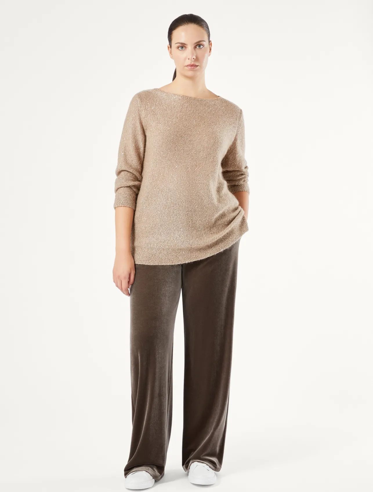 Hot Marina Rinaldi Stretch chenille trousers STONE