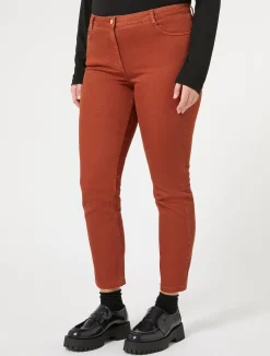 Outlet Marina Rinaldi Stretch cotton bull denim jeans TERRACOTTA