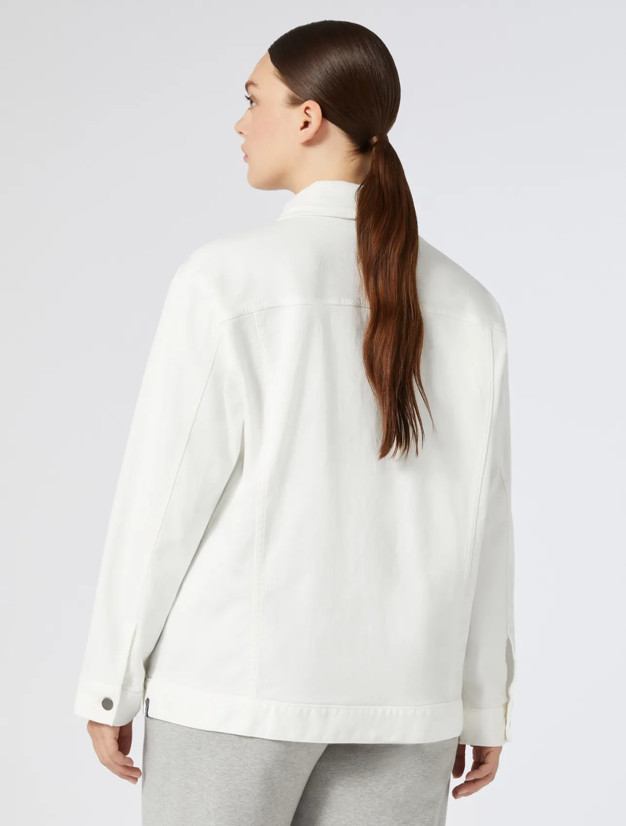 Fashion Marina Rinaldi Stretch cotton bull denim jacket WHITE