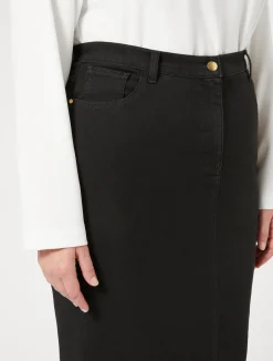 Discount Marina Rinaldi Stretch cotton denim skirt BLACK