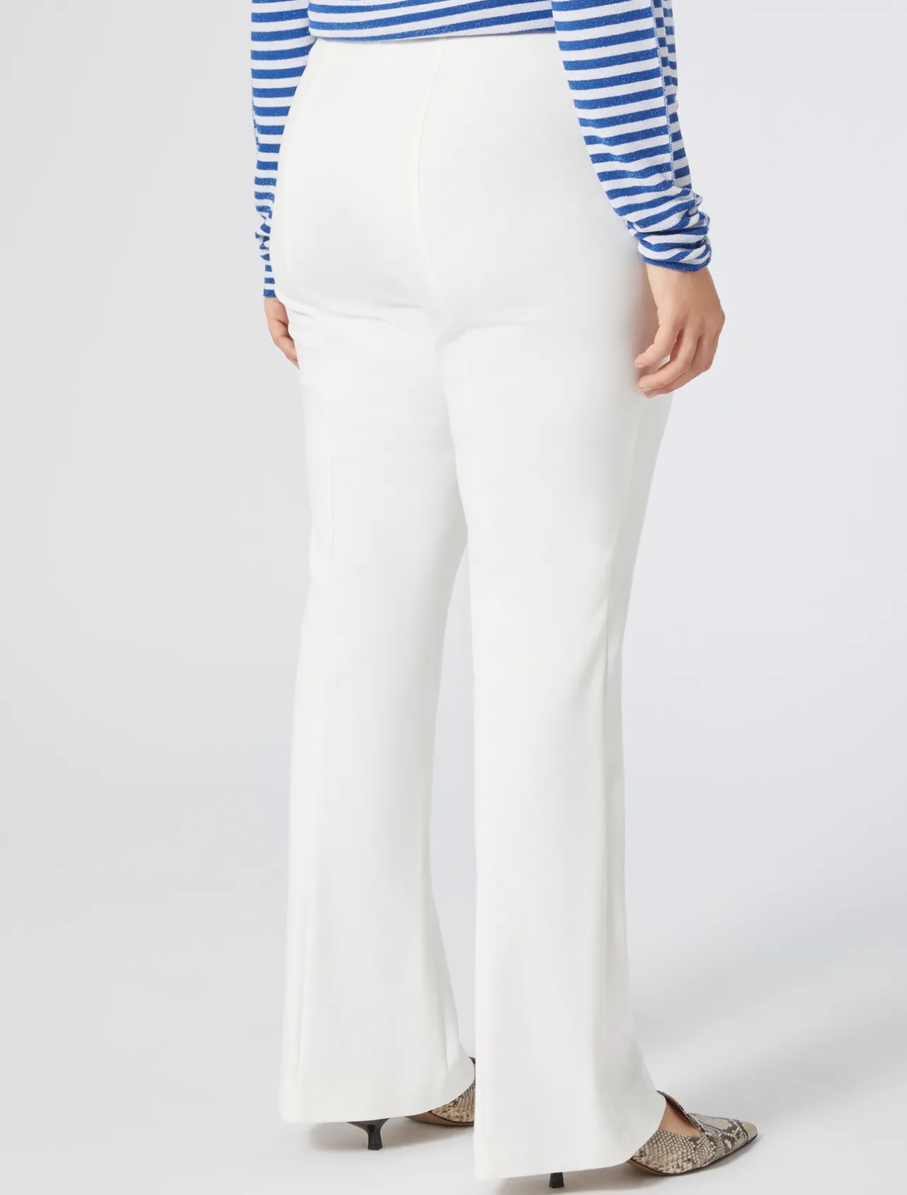 Online Marina Rinaldi Stretch cotton flared trousers WHITE