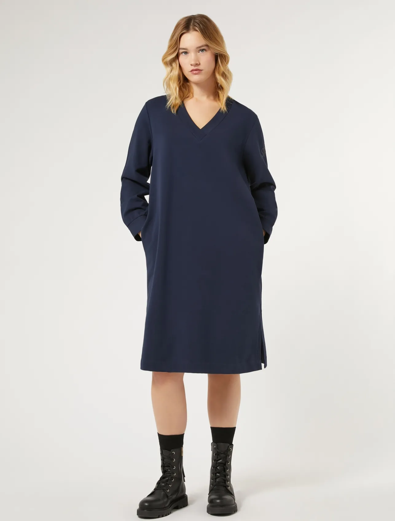 Best Marina Rinaldi Stretch cotton fleece dress NAVY