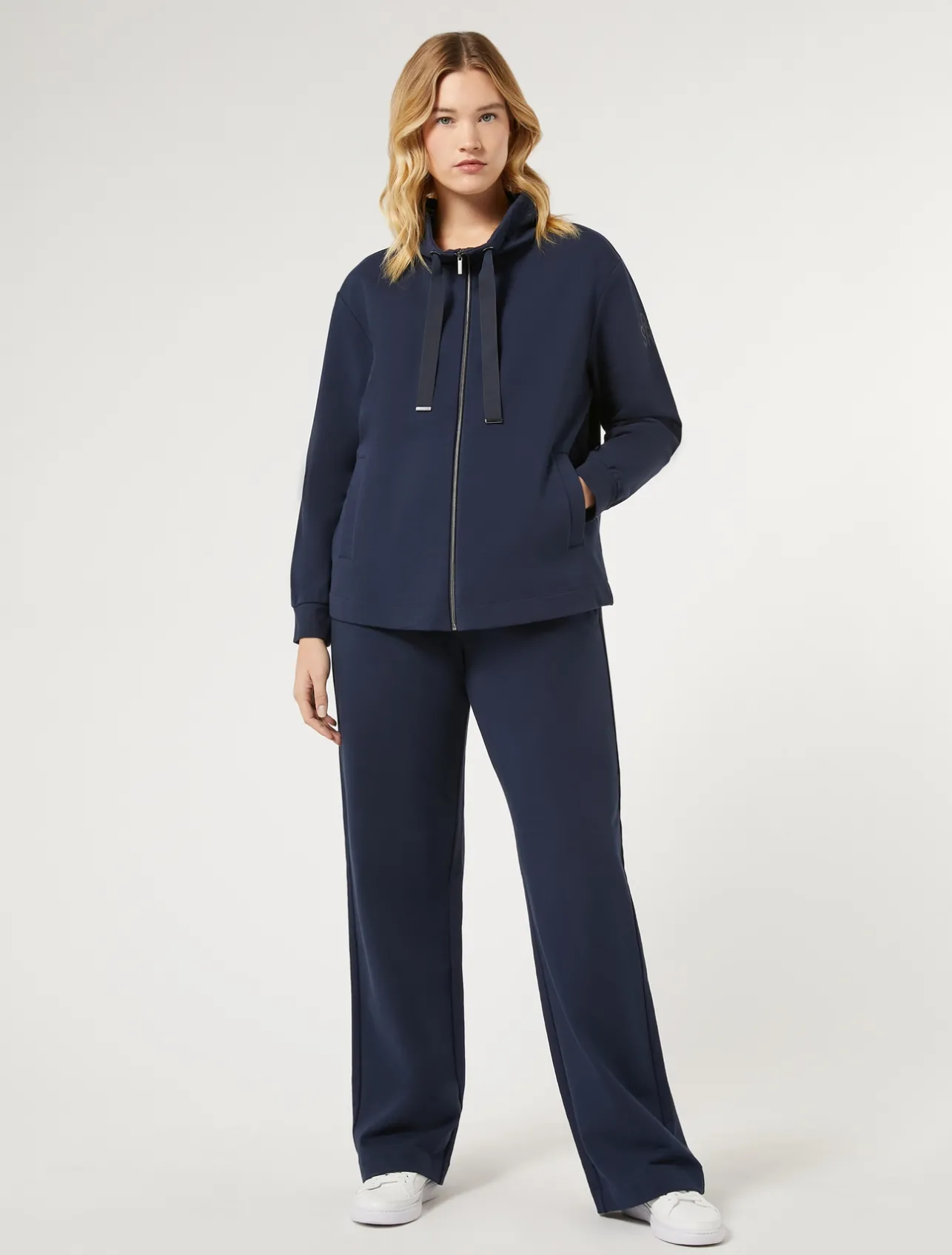 Discount Marina Rinaldi Stretch cotton fleece trousers NAVY