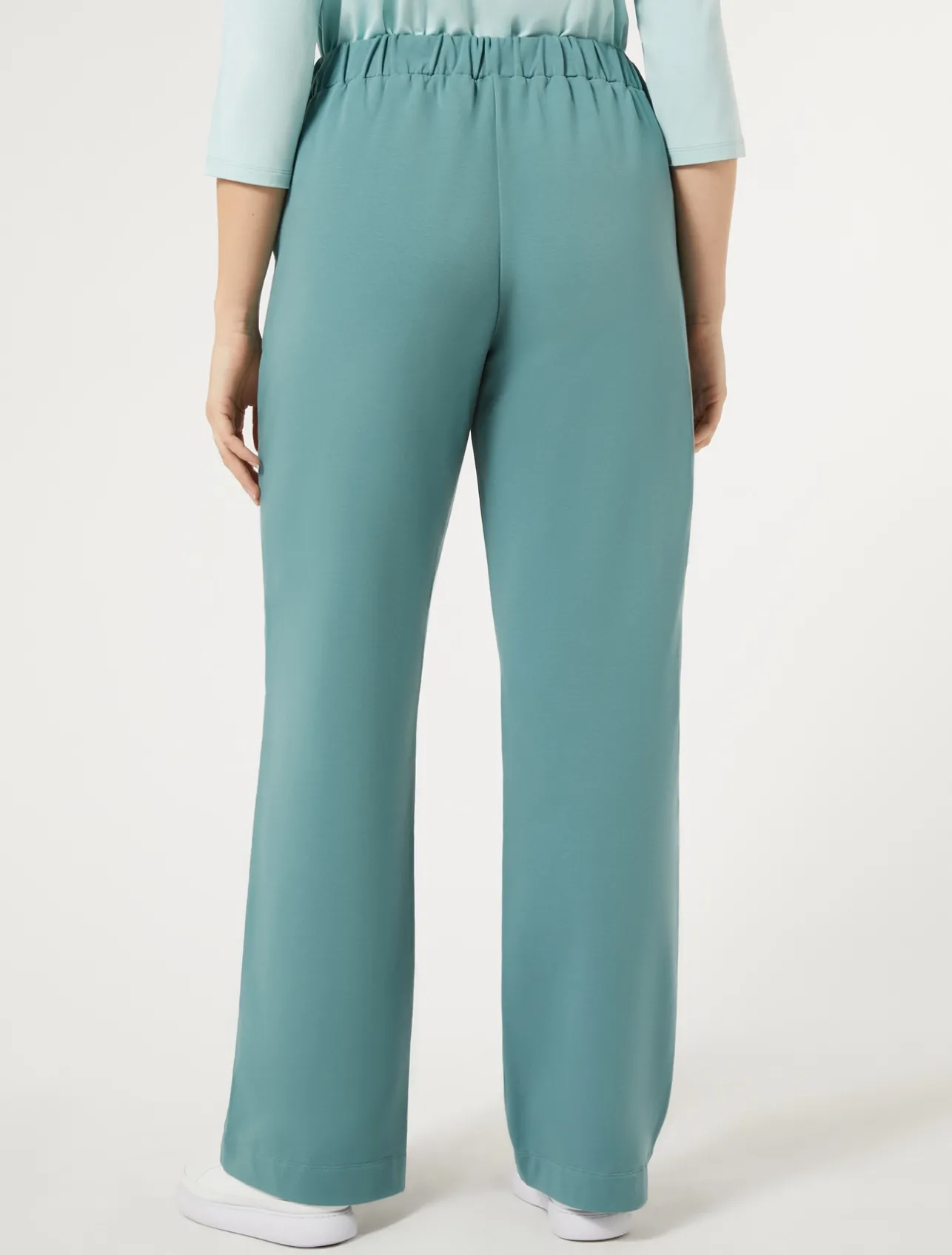 Outlet Marina Rinaldi Stretch cotton fleece trousers SAGEGREEN