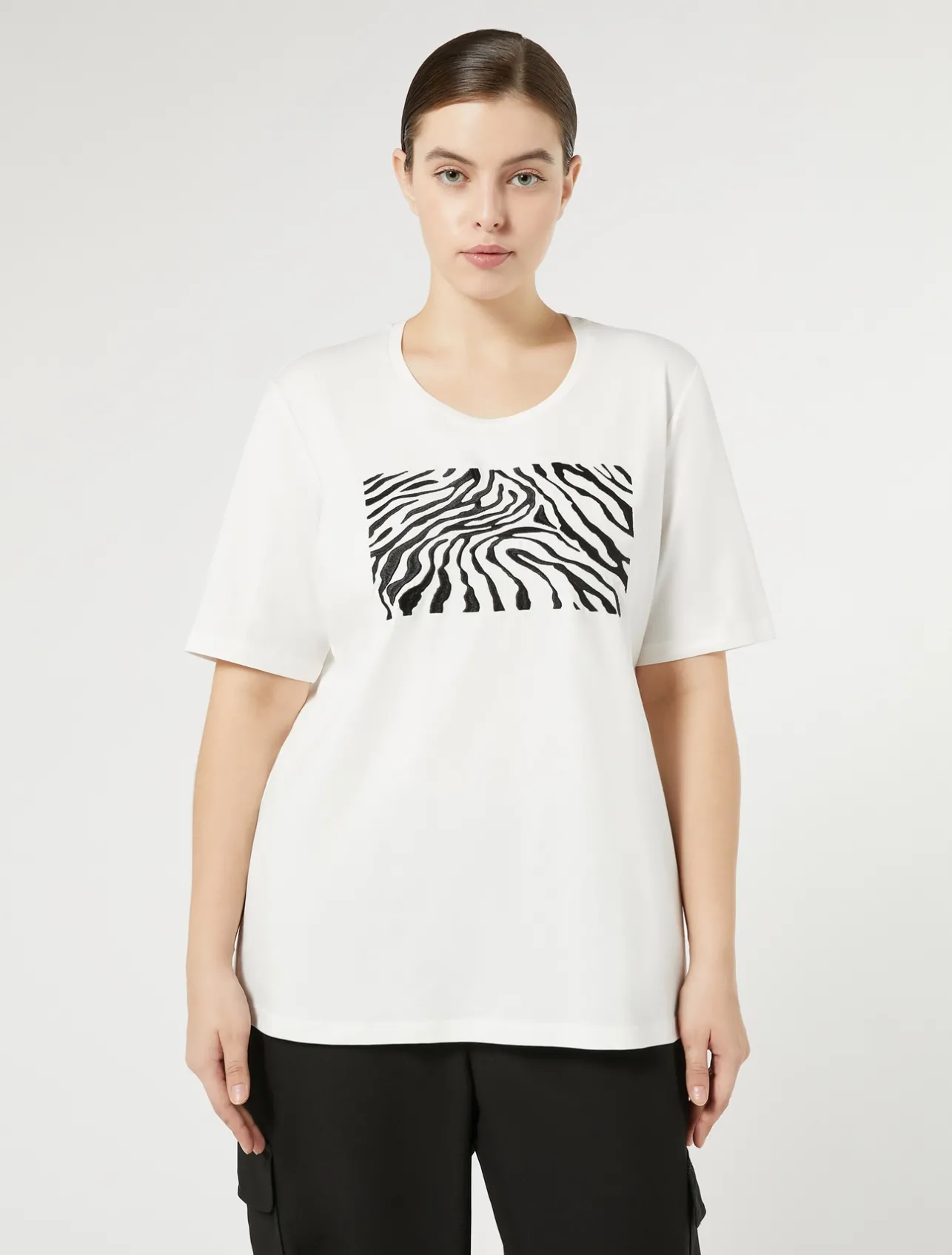 New Marina Rinaldi Stretch cotton jersey T-shirt WHITE