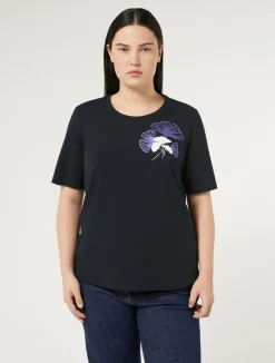 Fashion Marina Rinaldi Stretch cotton jersey T-shirt ULTRAMARINE