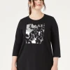 Sale Marina Rinaldi Stretch cotton jersey T-shirt BLACK