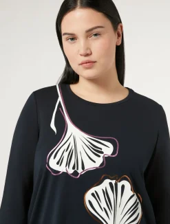 Fashion Marina Rinaldi Stretch cotton jersey T-shirt ULTRAMARINE