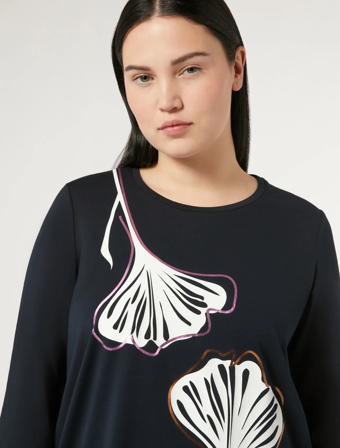Fashion Marina Rinaldi Stretch cotton jersey T-shirt ULTRAMARINE