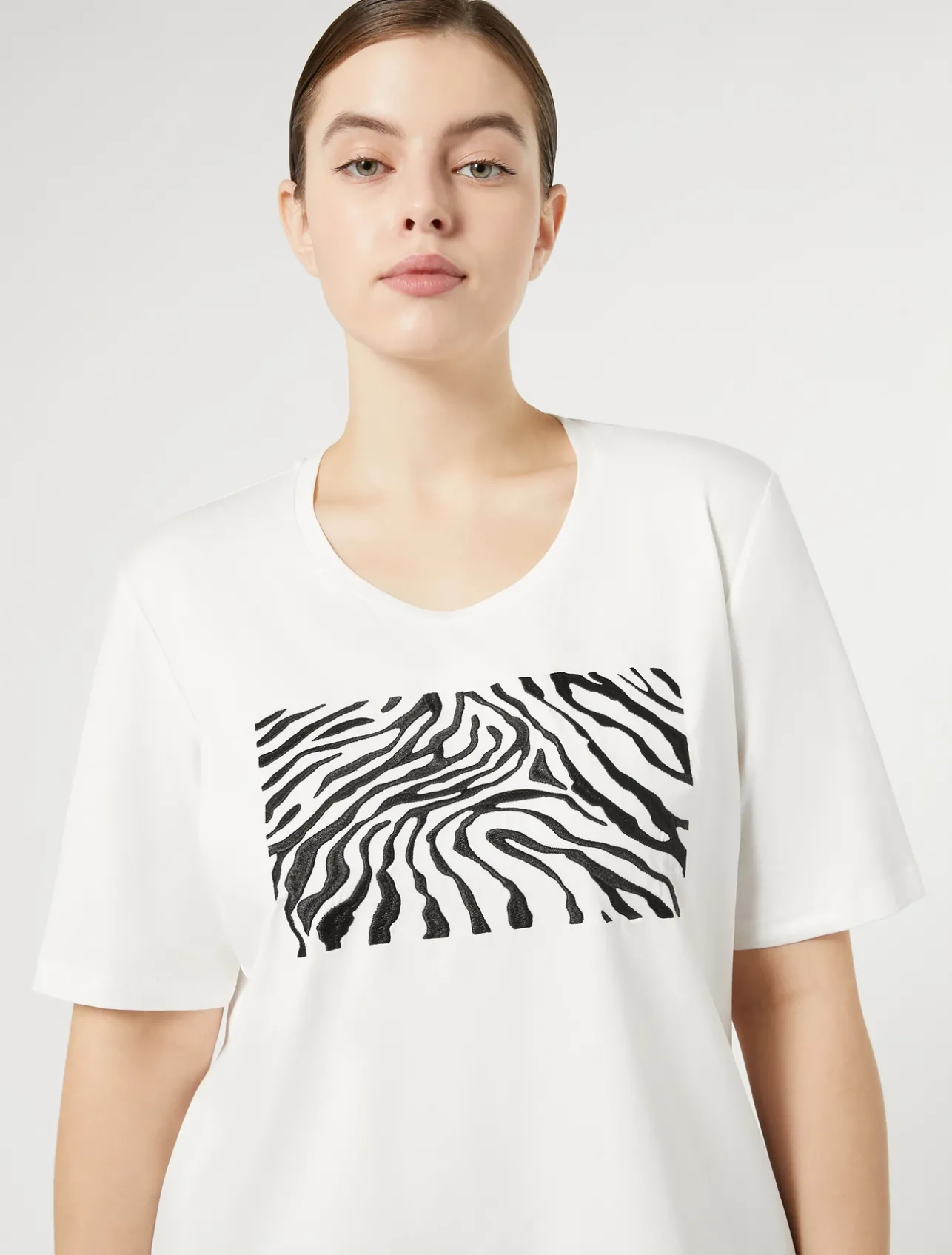 New Marina Rinaldi Stretch cotton jersey T-shirt WHITE
