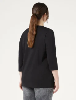 Sale Marina Rinaldi Stretch cotton jersey T-shirt BLACK