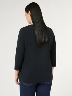 Fashion Marina Rinaldi Stretch cotton jersey T-shirt ULTRAMARINE