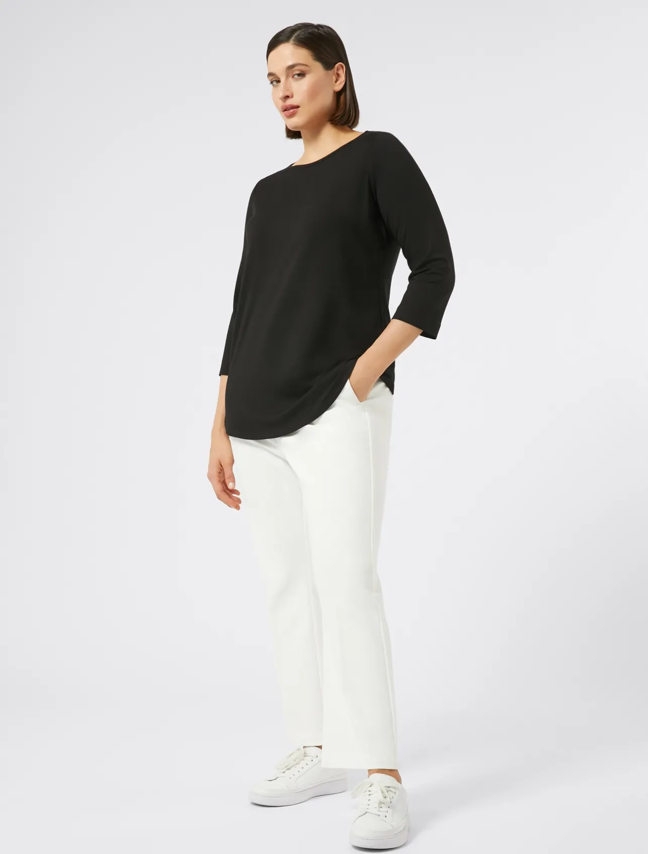 Outlet Marina Rinaldi Stretch cotton-blend trousers IVORY