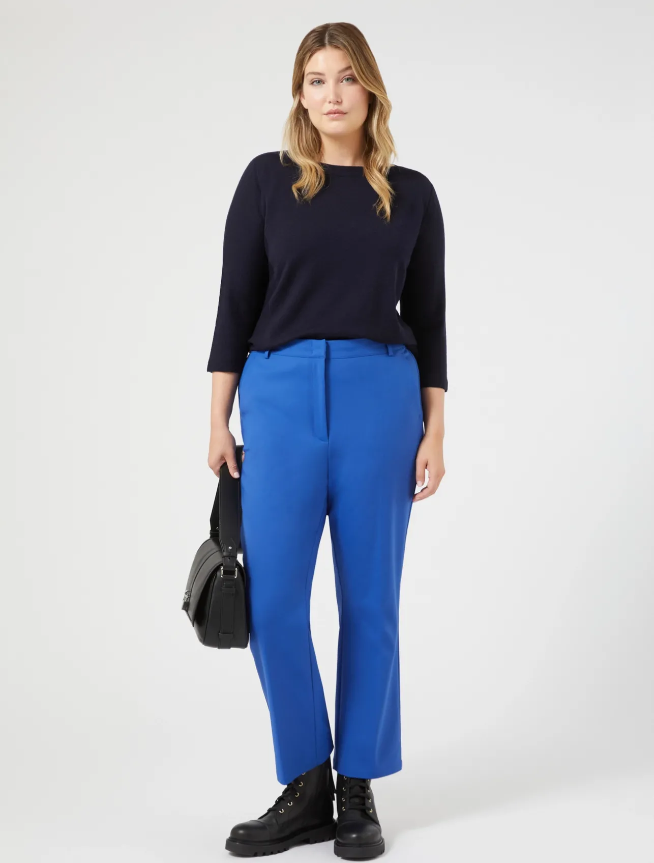 Outlet Marina Rinaldi Stretch cotton-blend trousers CHINABLUE