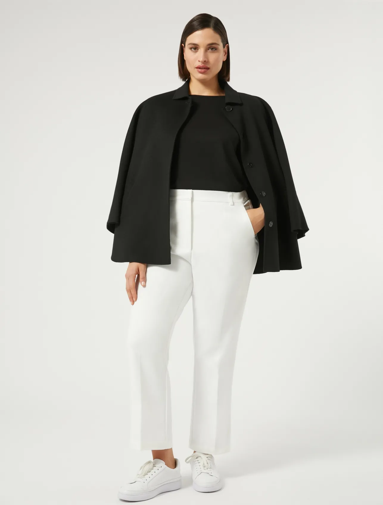 Outlet Marina Rinaldi Stretch cotton-blend trousers IVORY