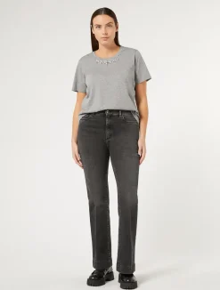 Outlet Marina Rinaldi Stretch denim flared jeans BLACK