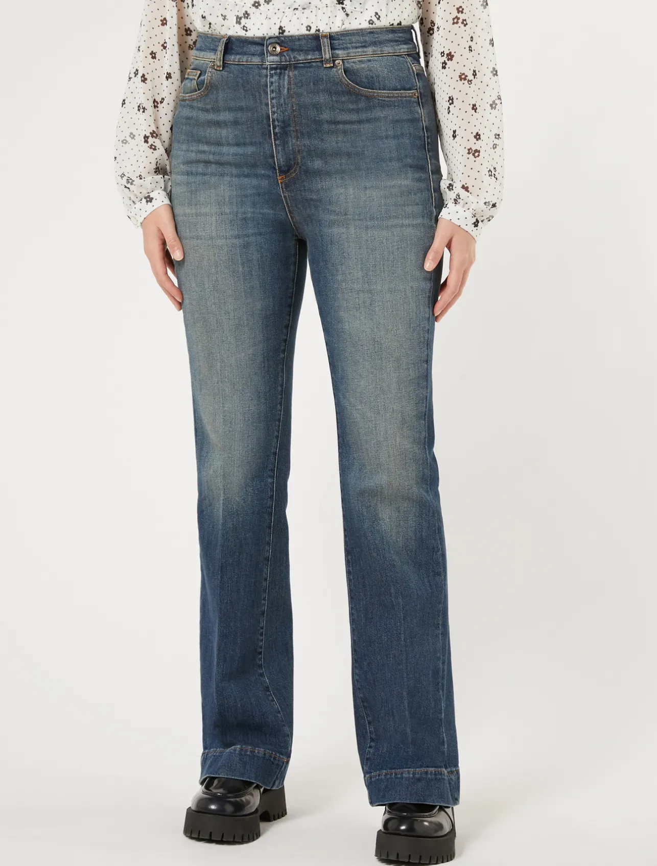 Fashion Marina Rinaldi Stretch denim flared jeans NAVY