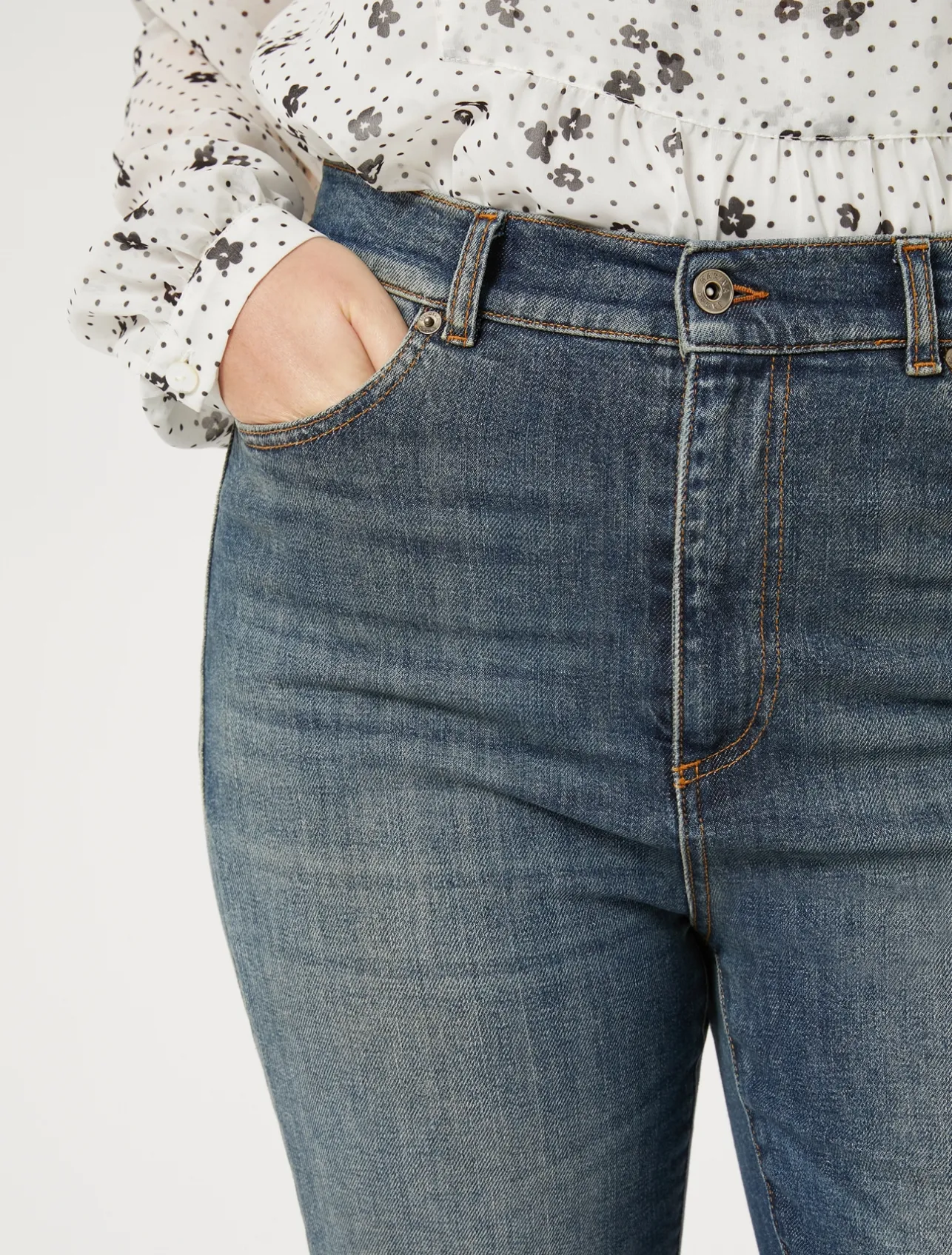 Fashion Marina Rinaldi Stretch denim flared jeans NAVY
