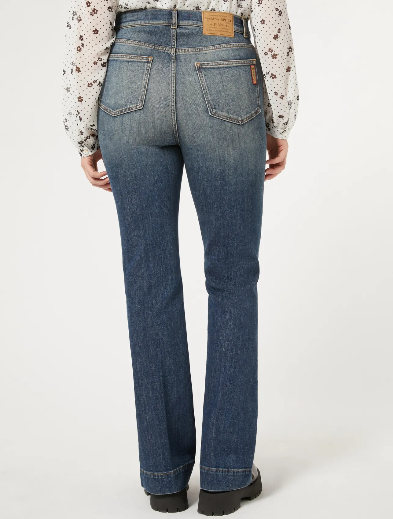 Fashion Marina Rinaldi Stretch denim flared jeans NAVY