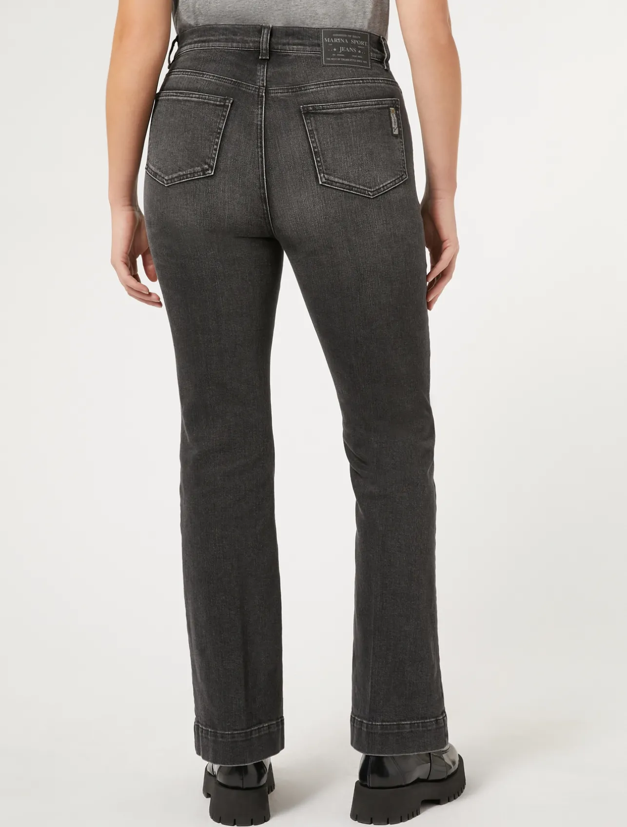 Outlet Marina Rinaldi Stretch denim flared jeans BLACK