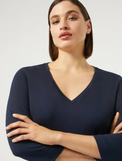 Outlet Marina Rinaldi Stretch jersey T-shirt MIDNIGHTBLUE