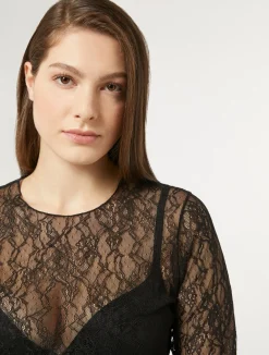 Best Marina Rinaldi Stretch lace T-shirt BLACK