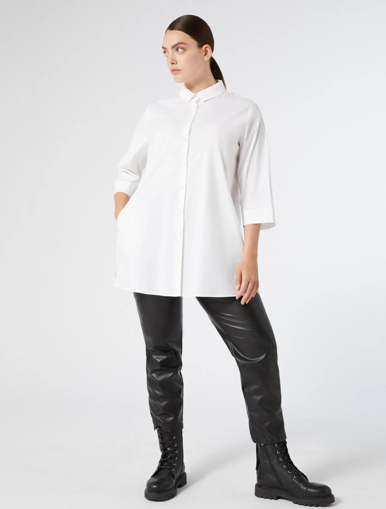 Online Marina Rinaldi Stretch poplin shirt OPTICALWHITE