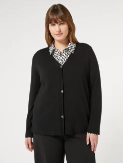 Outlet Marina Rinaldi Stretch viscose cardigan BLACK