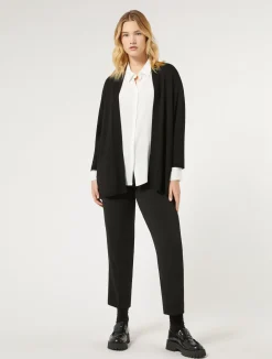 Discount Marina Rinaldi Stretch viscose crepe cardigan BLACK