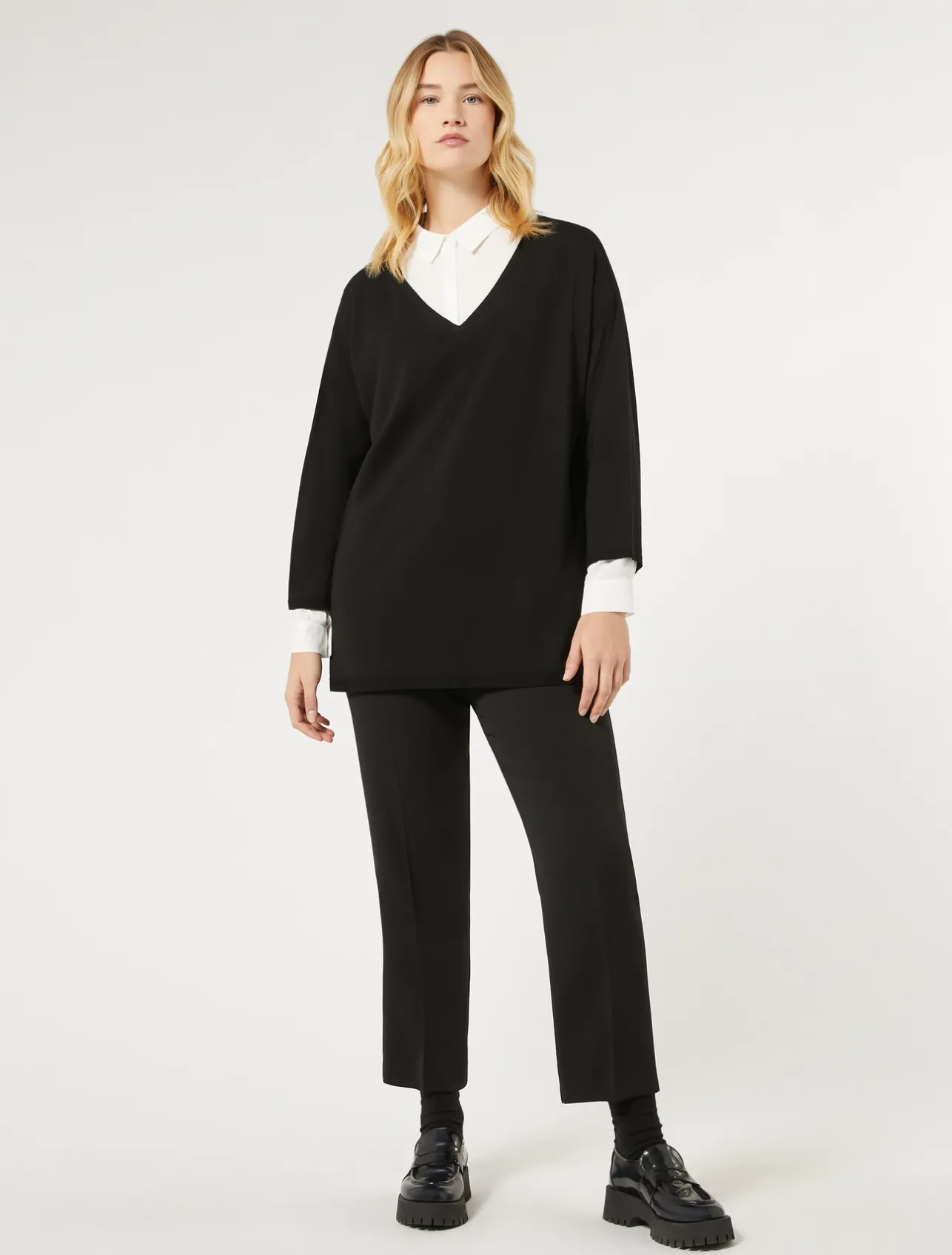 New Marina Rinaldi Stretch viscose crepe sweater BLACK