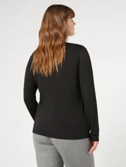 New Marina Rinaldi Stretch viscose jersey polo-neck sweater BLACK