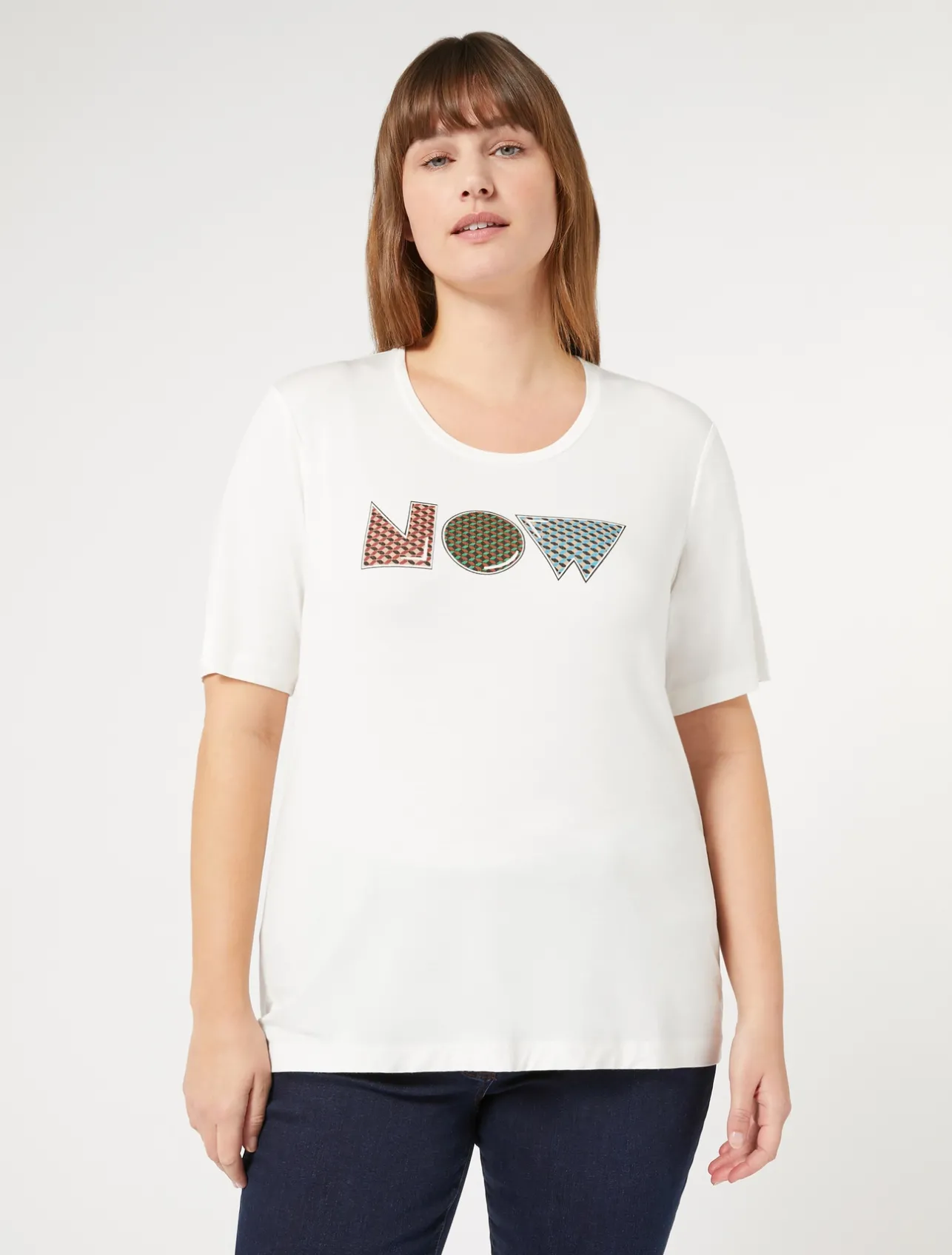 Best Marina Rinaldi Stretch viscose jersey T-shirt WHITE