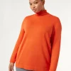 Outlet Marina Rinaldi Stretch viscose turtleneck RUST