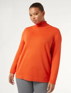 Outlet Marina Rinaldi Stretch viscose turtleneck RUST
