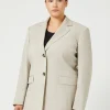 Fashion Marina Rinaldi Stretch wool canvas blazer BEIGE