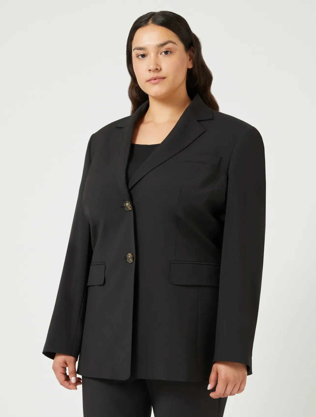 Clearance Marina Rinaldi Stretch wool canvas blazer BLACK