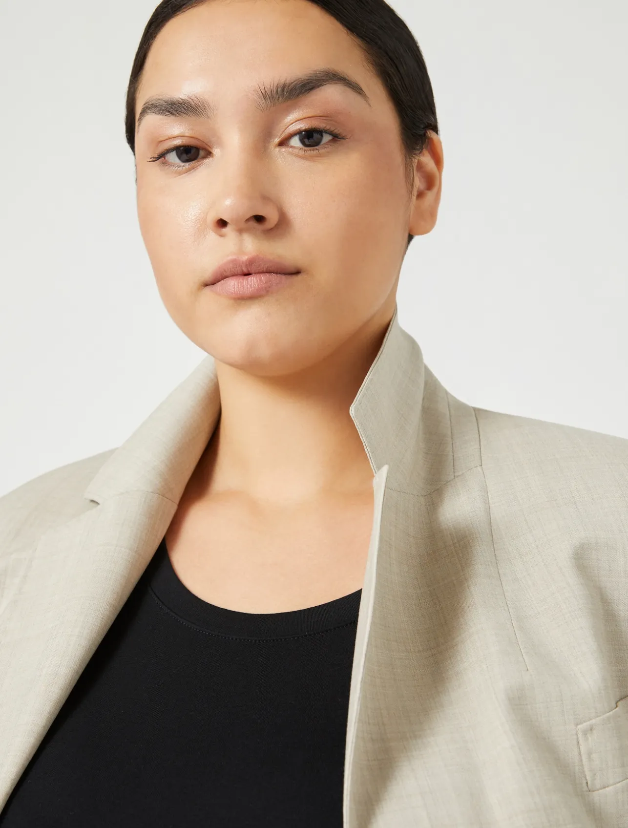 Fashion Marina Rinaldi Stretch wool canvas blazer BEIGE