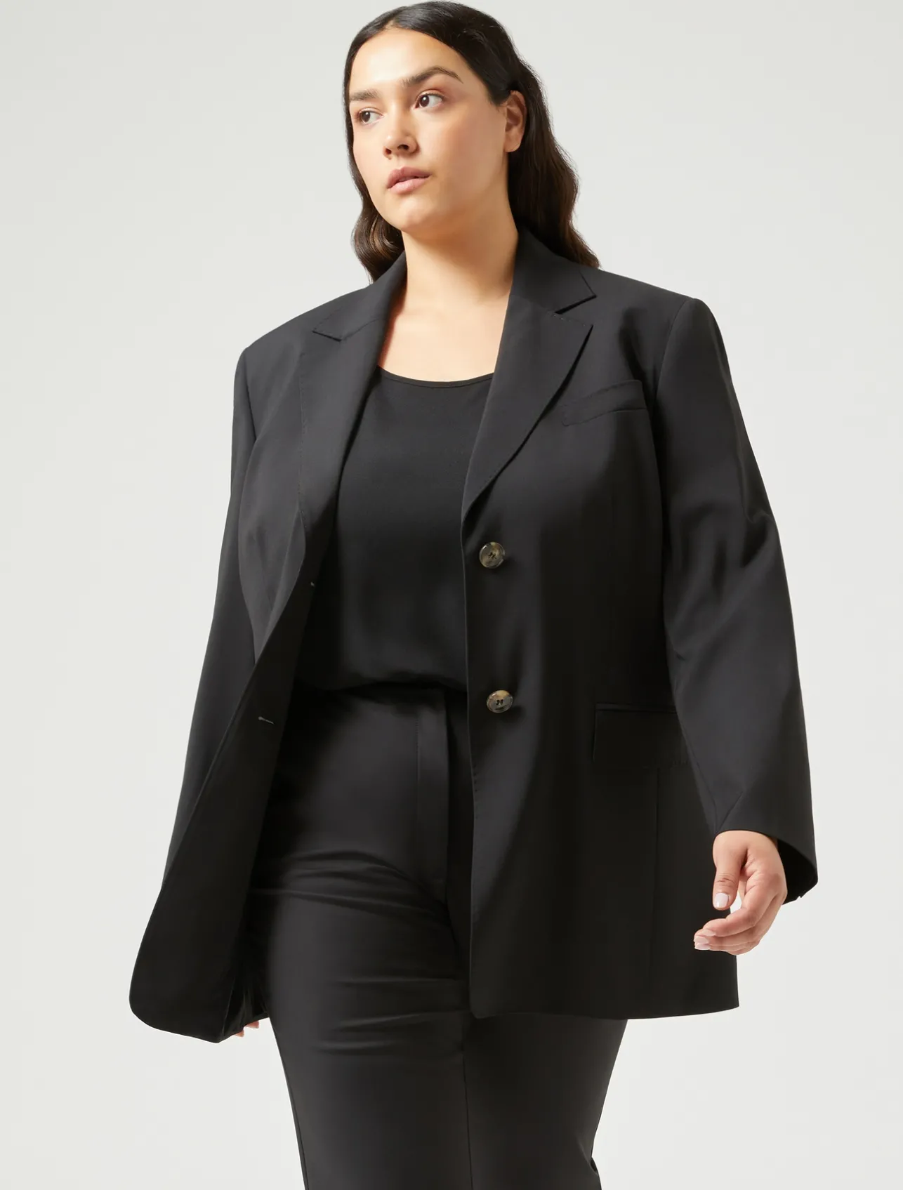 Clearance Marina Rinaldi Stretch wool canvas blazer BLACK