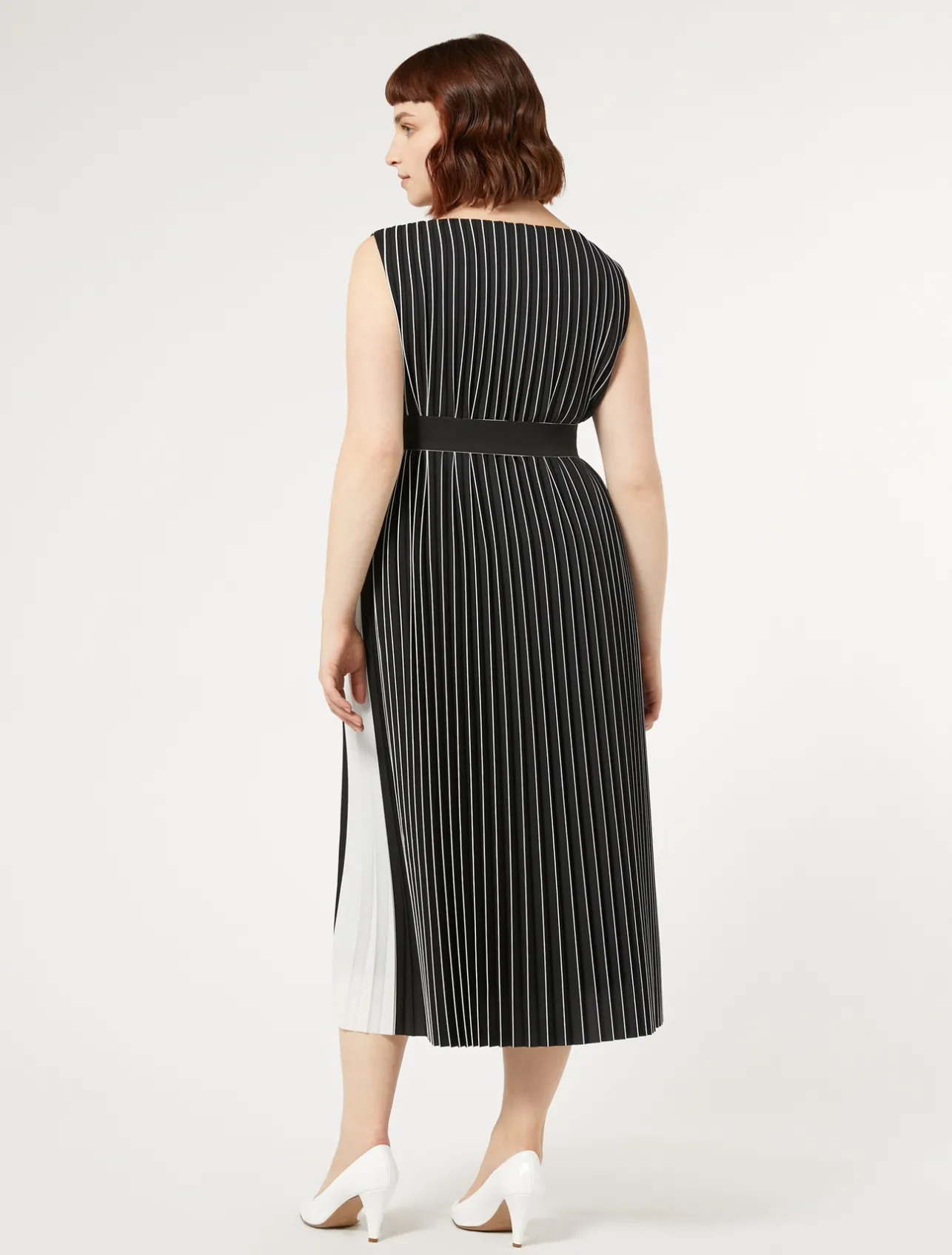 Clearance Marina Rinaldi Sunray-pleated long dress BLACKWHITE