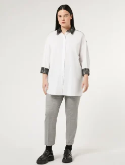 Fashion Marina Rinaldi Technical canvas and viscose trousers BLACK