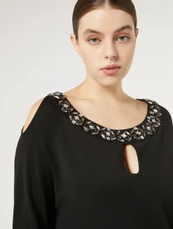 Fashion Marina Rinaldi Technical viscose sweater BLACK
