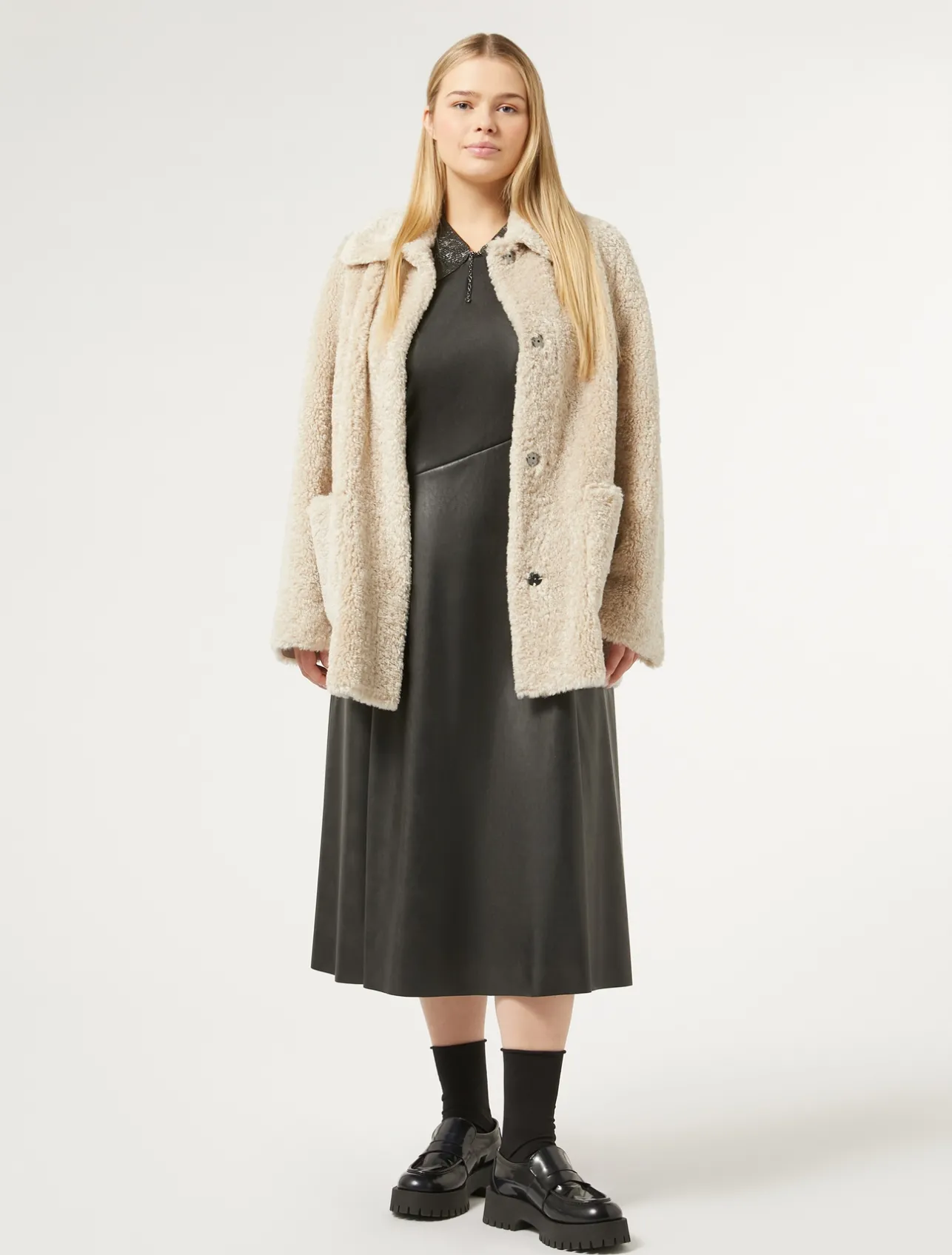 Sale Marina Rinaldi Technical-fabric dress BLACK