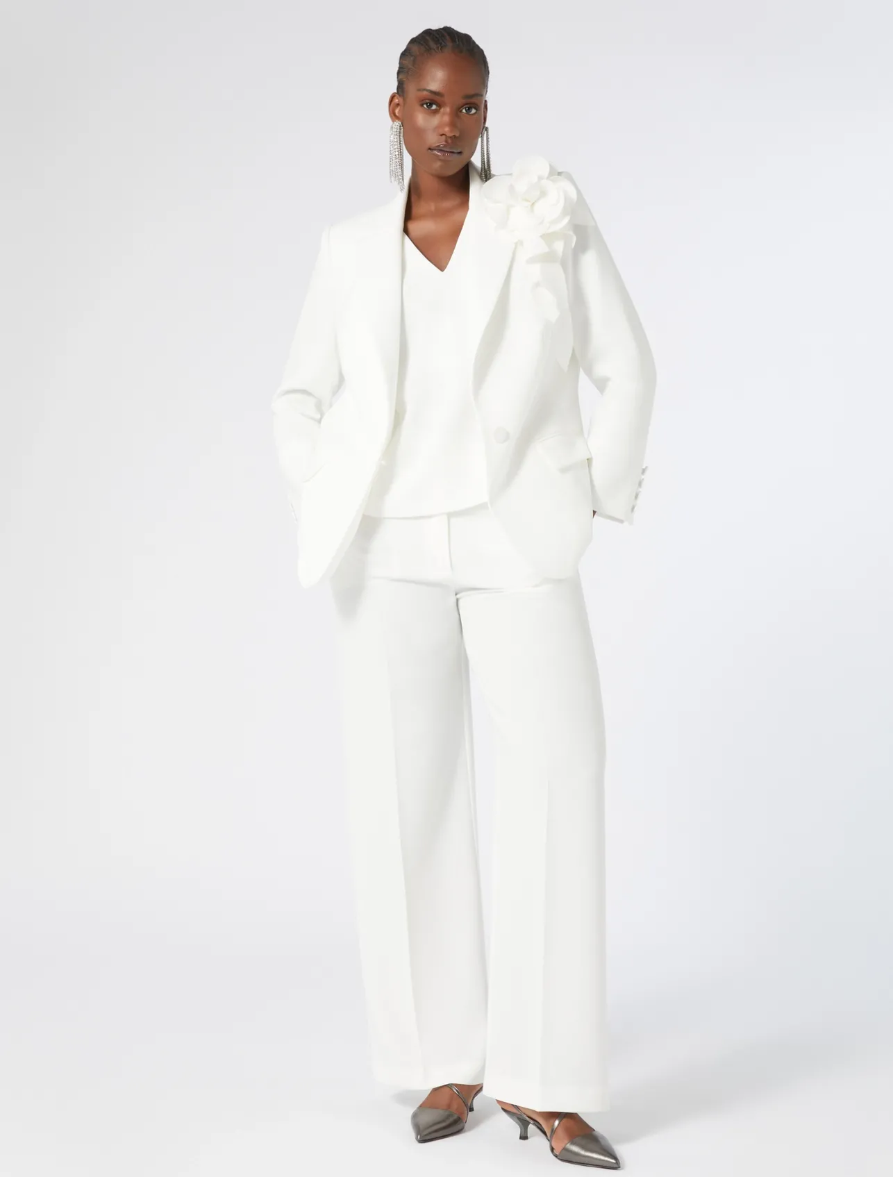 Fashion Marina Rinaldi Triacetate cady trousers WHITE
