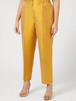 Clearance Marina Rinaldi Trousers in pure silk shantung GOLD