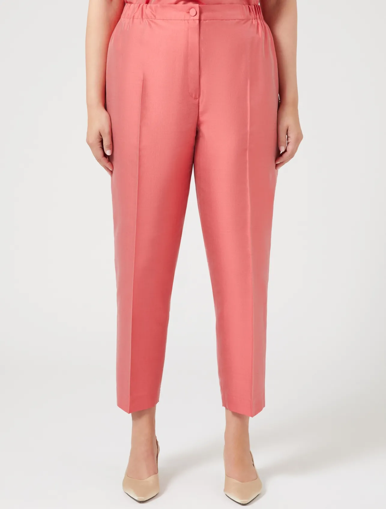 Hot Marina Rinaldi Trousers in pure silk shantung RED